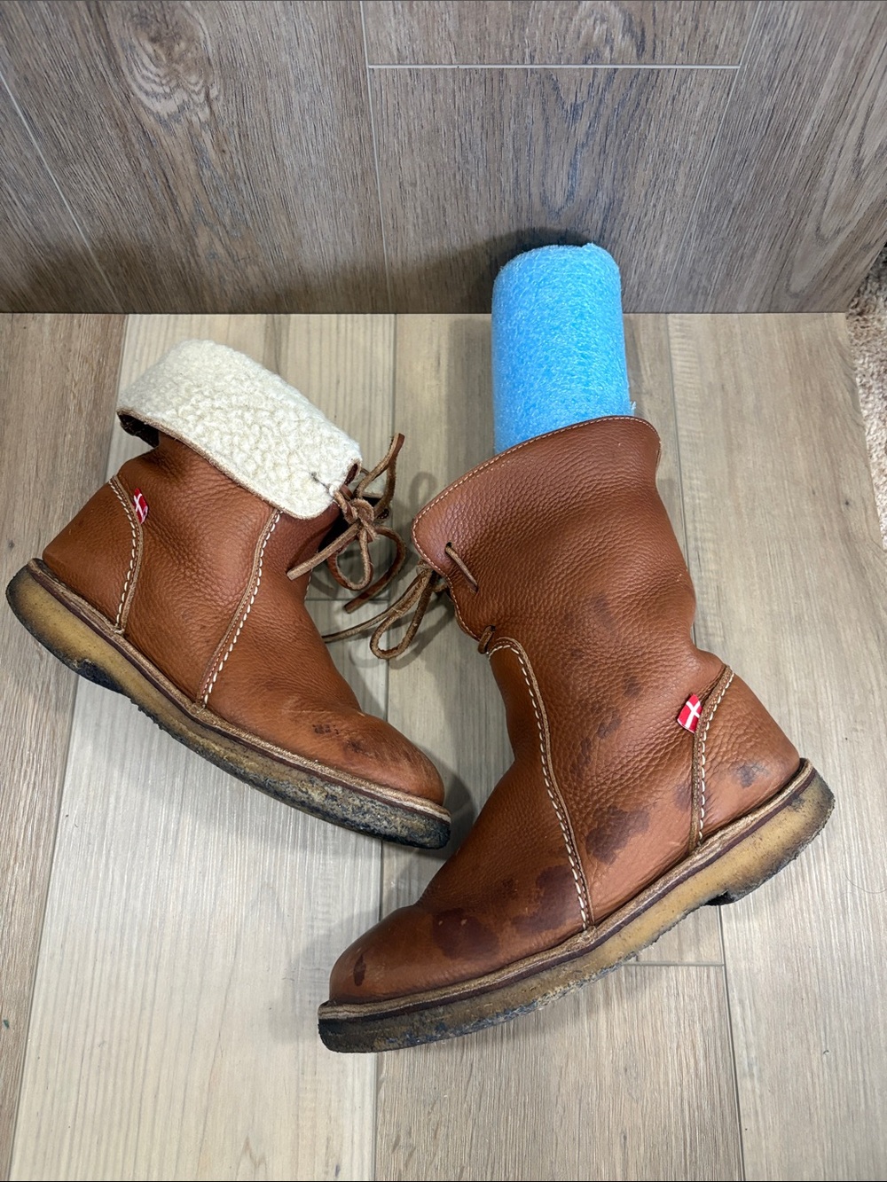 Duckfeet Unisex Århus Wool-lined Pebbled Leather Boots Nut Cognac Camel 39